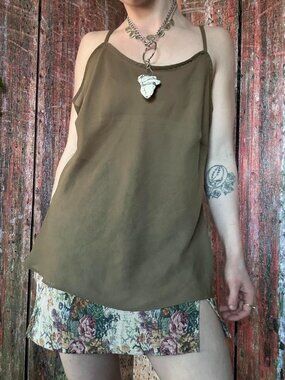 Olive green flowy tank top